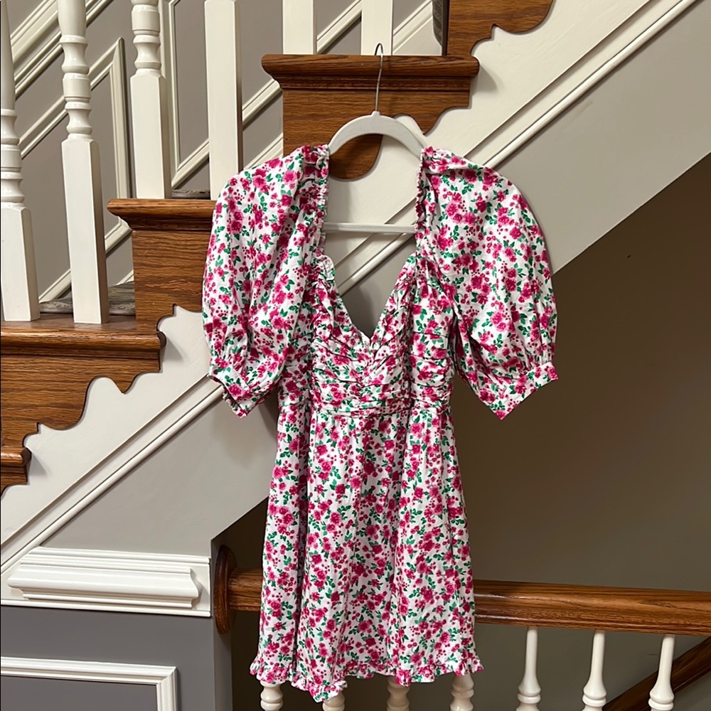 For Love And Lemons Floral Mini Dress - Pink and Green